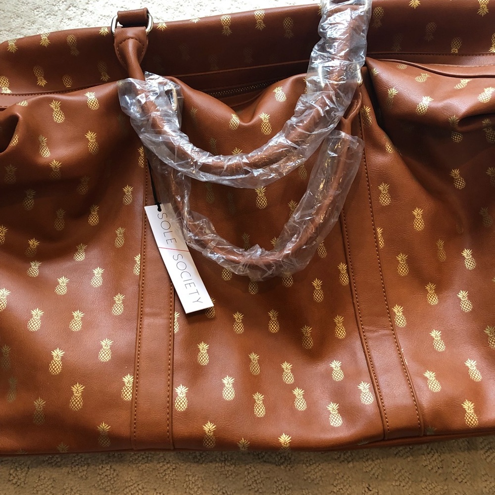 Sole Society Leather Weekender with Pineapples
